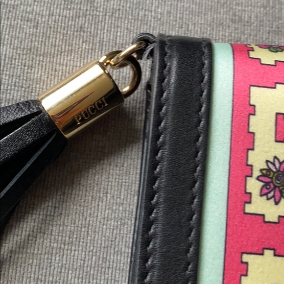 RARE Pucci tassel clutch in silk with leather trim - Picture 8 of 10